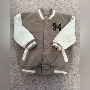 George Kids Varsity Jacket - Brown and White